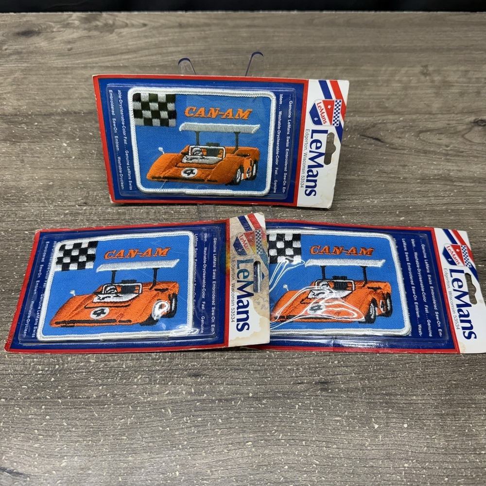 Vintage Can-Am Racing Patch LeMans Swiss Embroidered Lot of 3 New Sealed